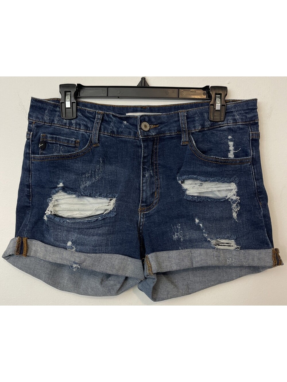 Kancan Womens Size 9 - 28 Dark Blue Ripped Cuffed KC6005M Denim Shorts! A7009